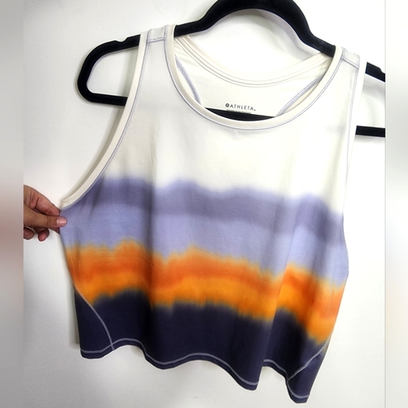 Athleta Tie-Dye Tank Top - White, Purple, Orange "Shanti Printed Crop Tank" - Picture 1 of 4
